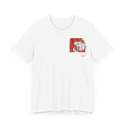 Unisex Jersey Short Sleeve Tee - Motiv: Front Julia (Ausschnitt) & Rückseite Julia, H 49 cm