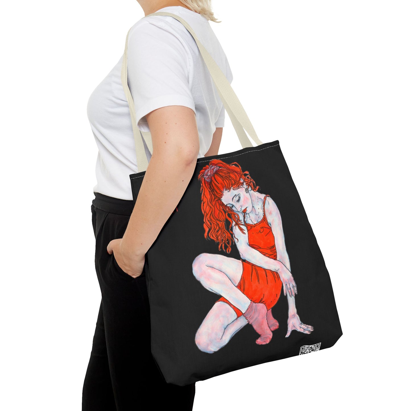 Tote Bag (AOP) - Motiv: Front Julia & Rückseite Julia, 41,44cm Schwarz