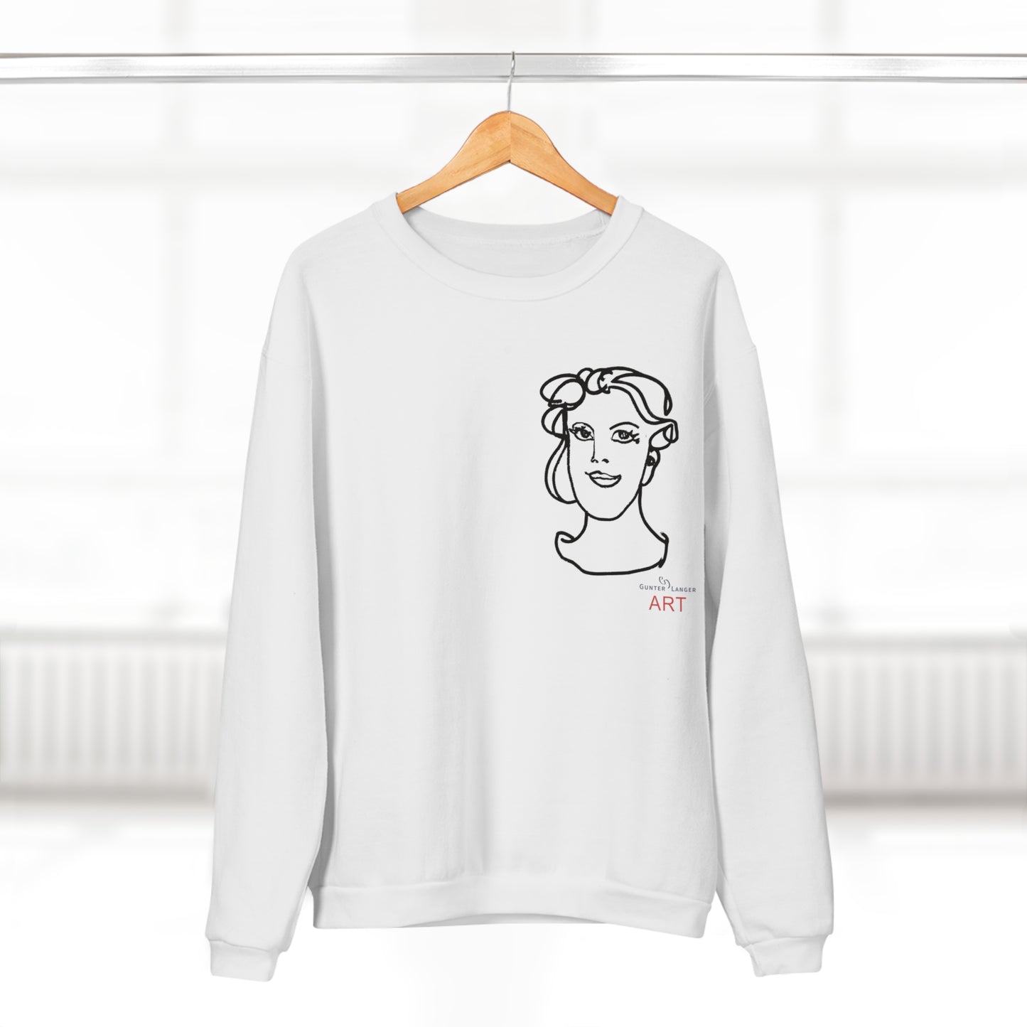 Unisex Crew Neck Sweatshirt (EU) - Motiv: Front Gia, (klein) H 20 cm & Rückseite Gia, H 49 cm