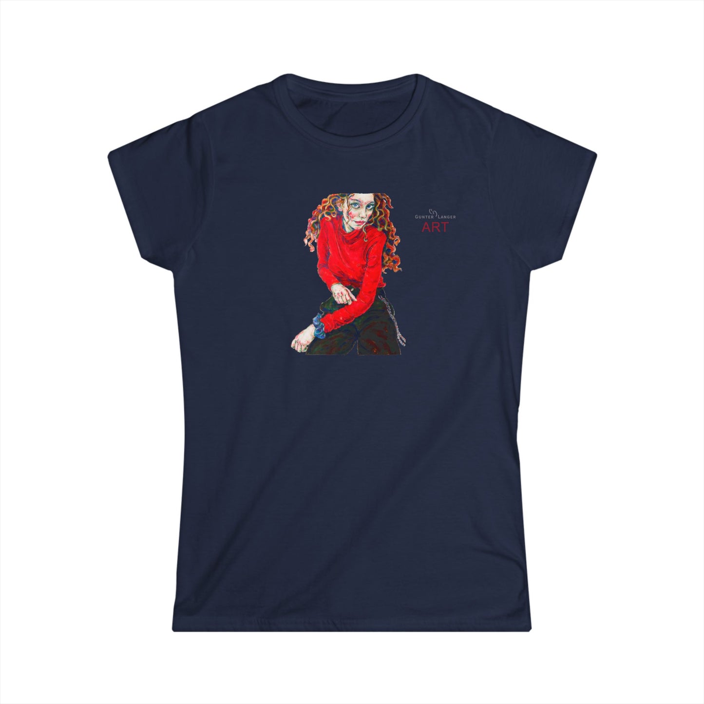 Women's Softstyle Tee - Motiv: Front Franciska H 20 cm & Rückseite Franciska H34,5 cm