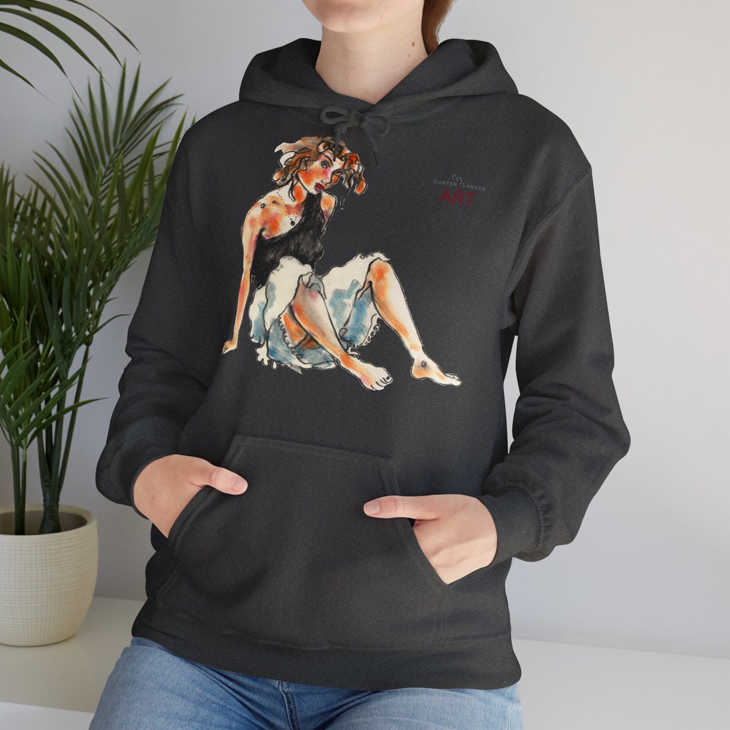 Unisex Heavy Blend™ Hooded Sweatshirt - Motiv Frontseite "Rosa", H 28 cm & Rückseite "Rosa", H 34 cm