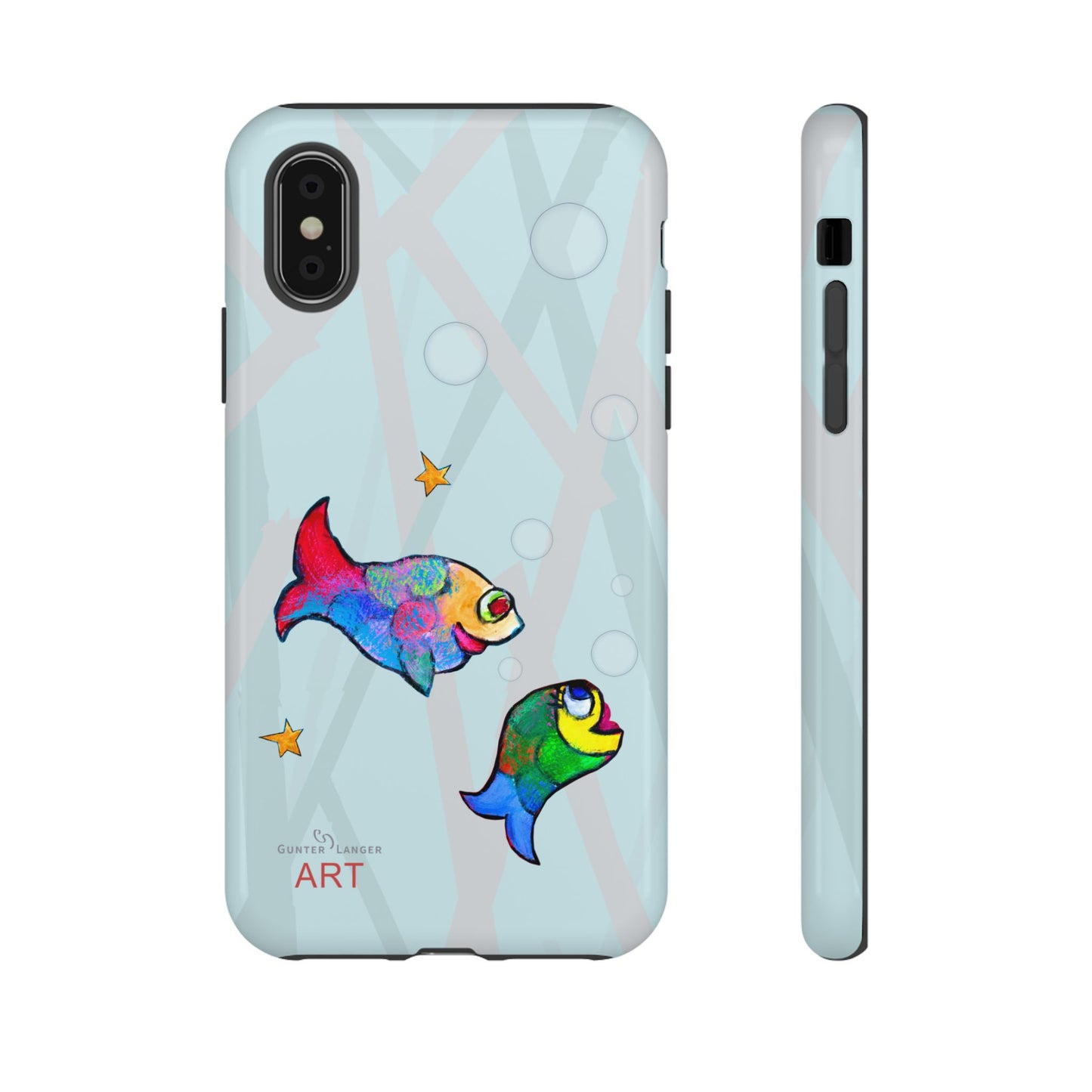 Tough Cases - iPhone - Motiv: "Fische", Mikado blau