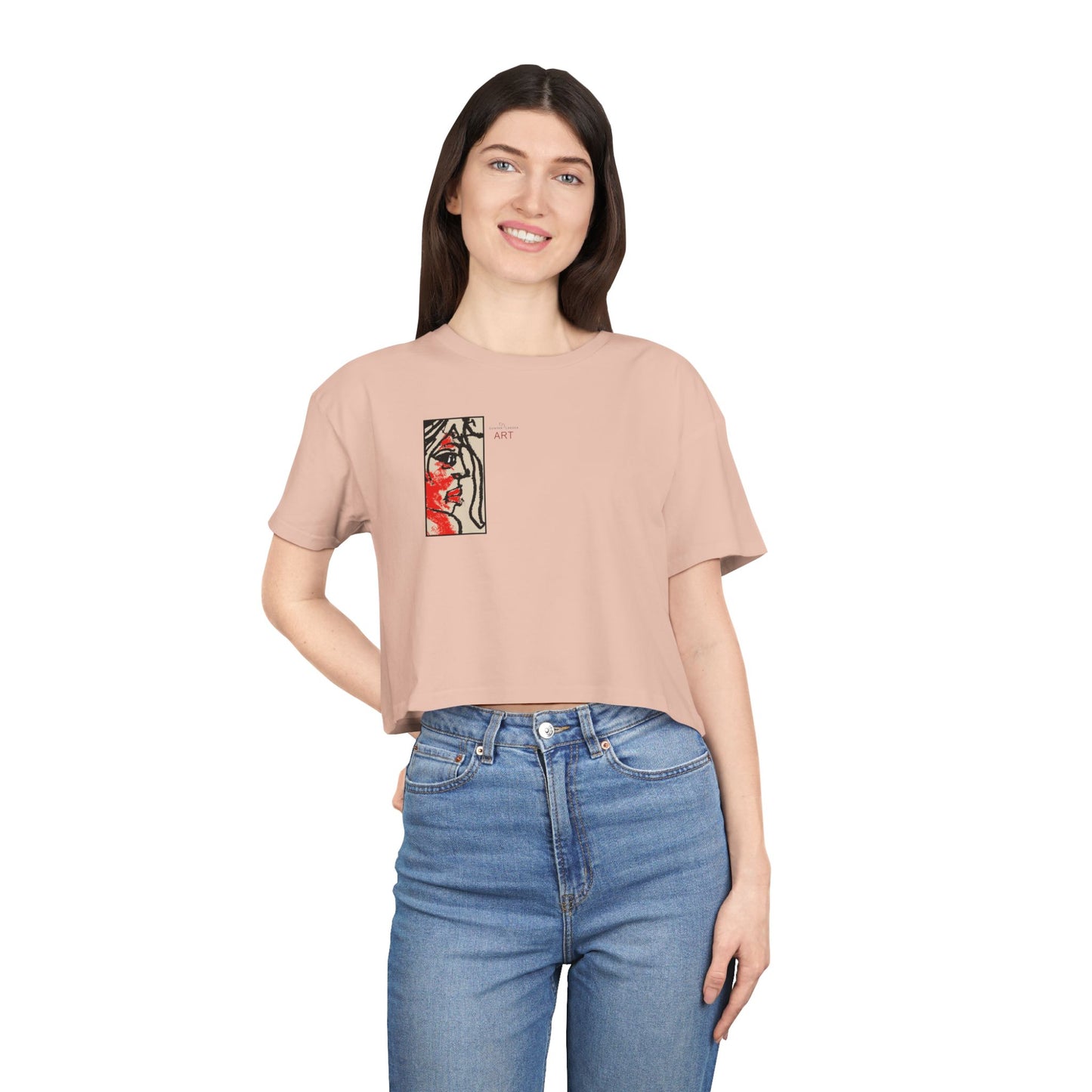 Women's Crop Tee  - Motiv: Front Ria (Ausschnitt H 13,5 cm), & Rückseite Ria, H 24,8 cm