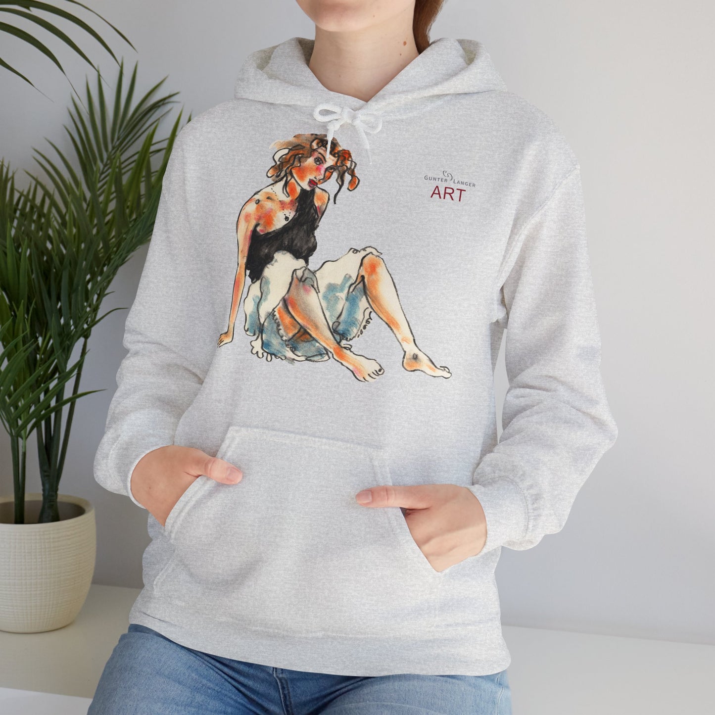Unisex Heavy Blend™ Hooded Sweatshirt - Motiv Frontseite "Rosa", H 28 cm & Rückseite "Rosa", H 34 cm