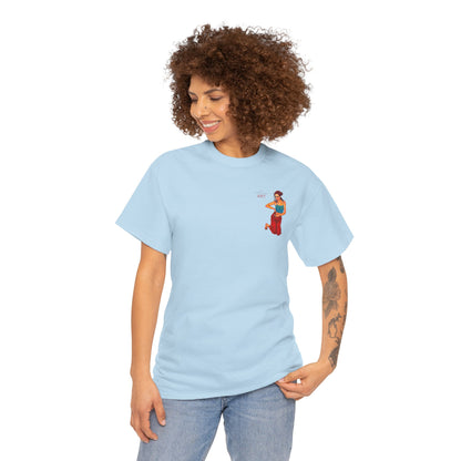 Unisex Heavy Cotton Tee - Motiv: Front, Lea, H 13cm & Rückseite, Lea A02, Ranken, 40 cm, Neck Label