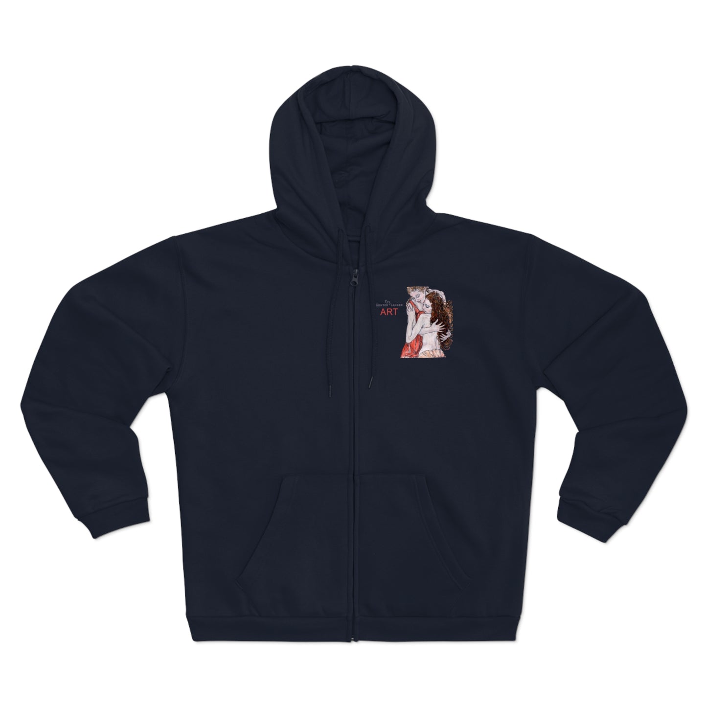 Unisex Hooded Zip Sweatshirt - Motiv: Front Bei dir, H 11 cm & Rückseite Bei dir, H 49 cm