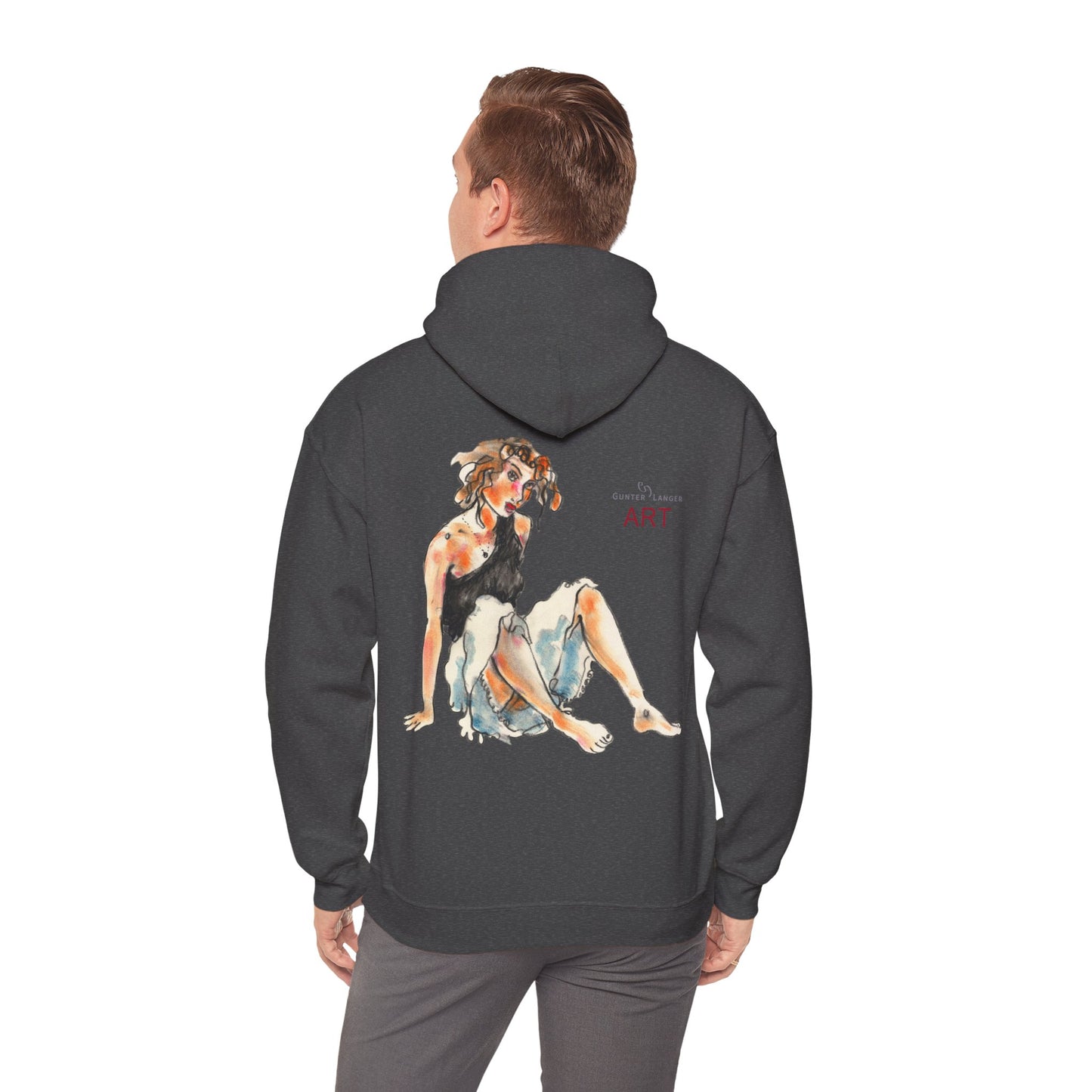 Unisex Heavy Blend™ Hooded Sweatshirt - Motiv Frontseite "Rosa", H 28 cm & Rückseite "Rosa", H 34 cm