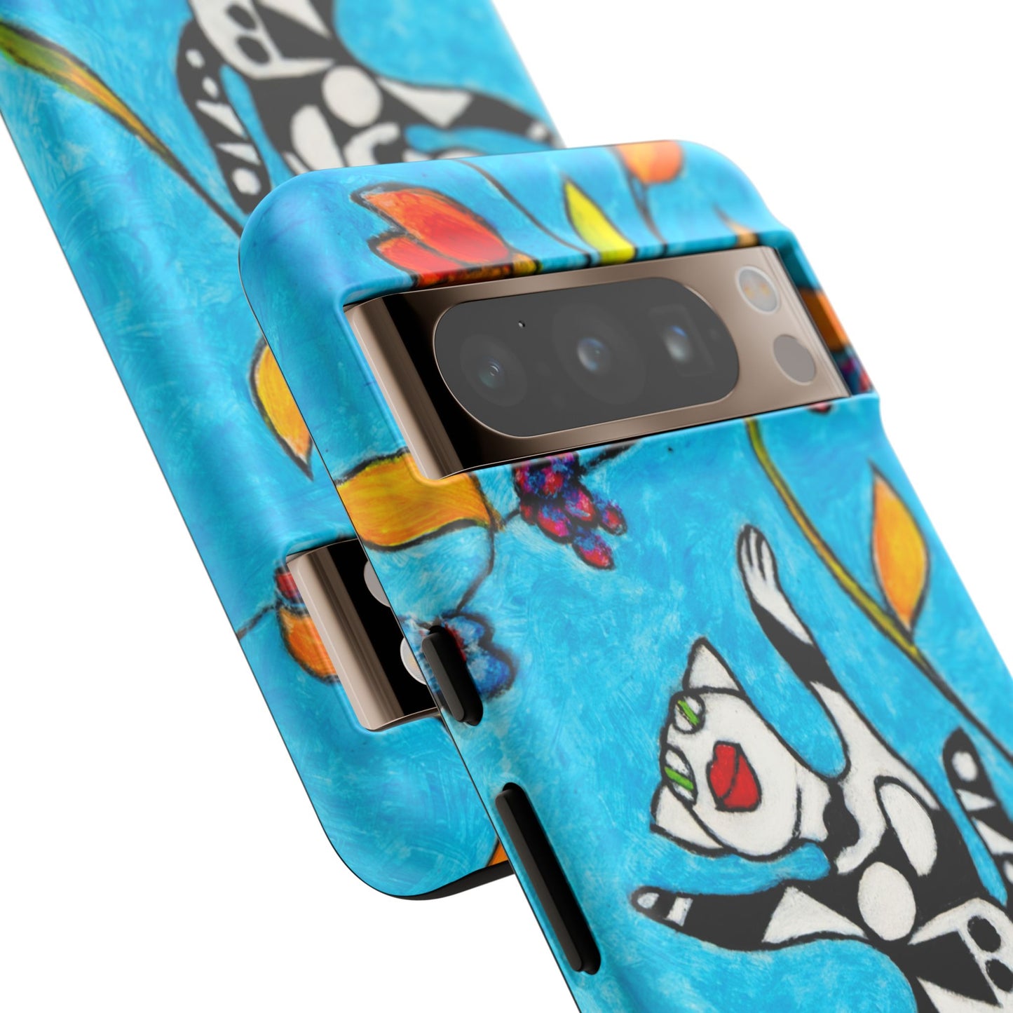 Tough Cases - Google Pixel - Samsung Galaxy - Motiv: Karierte Katze hüpft