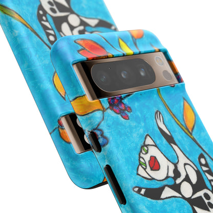 Tough Cases - Google Pixel - Samsung Galaxy - Motiv: Karierte Katze hüpft