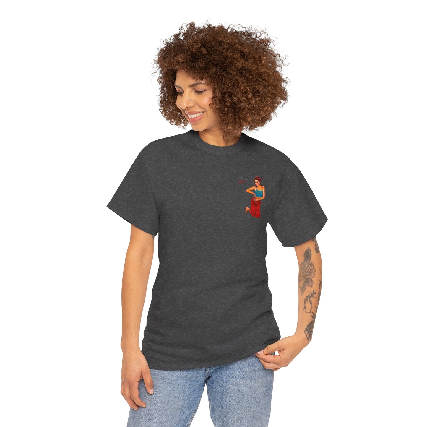 Unisex Heavy Cotton Tee - Motiv: Front, Lea, Ranken, H 13cm & Rückseite, Lea, Ranken, H 40,45 cm, Neck Label