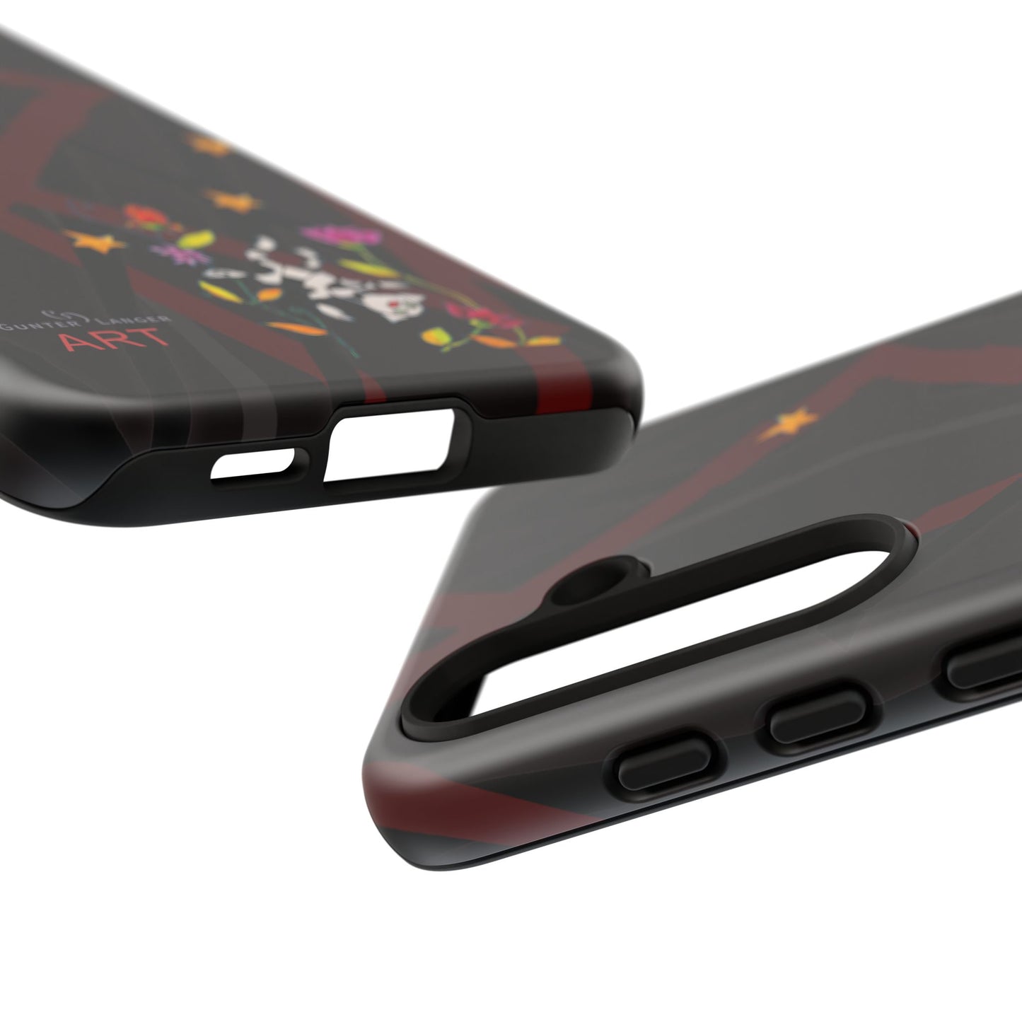 Tough Cases - Google Pixel - Samsung Galaxy - Motiv: Katze schwebt und Ranken, H 5,26 cm, Mikado3