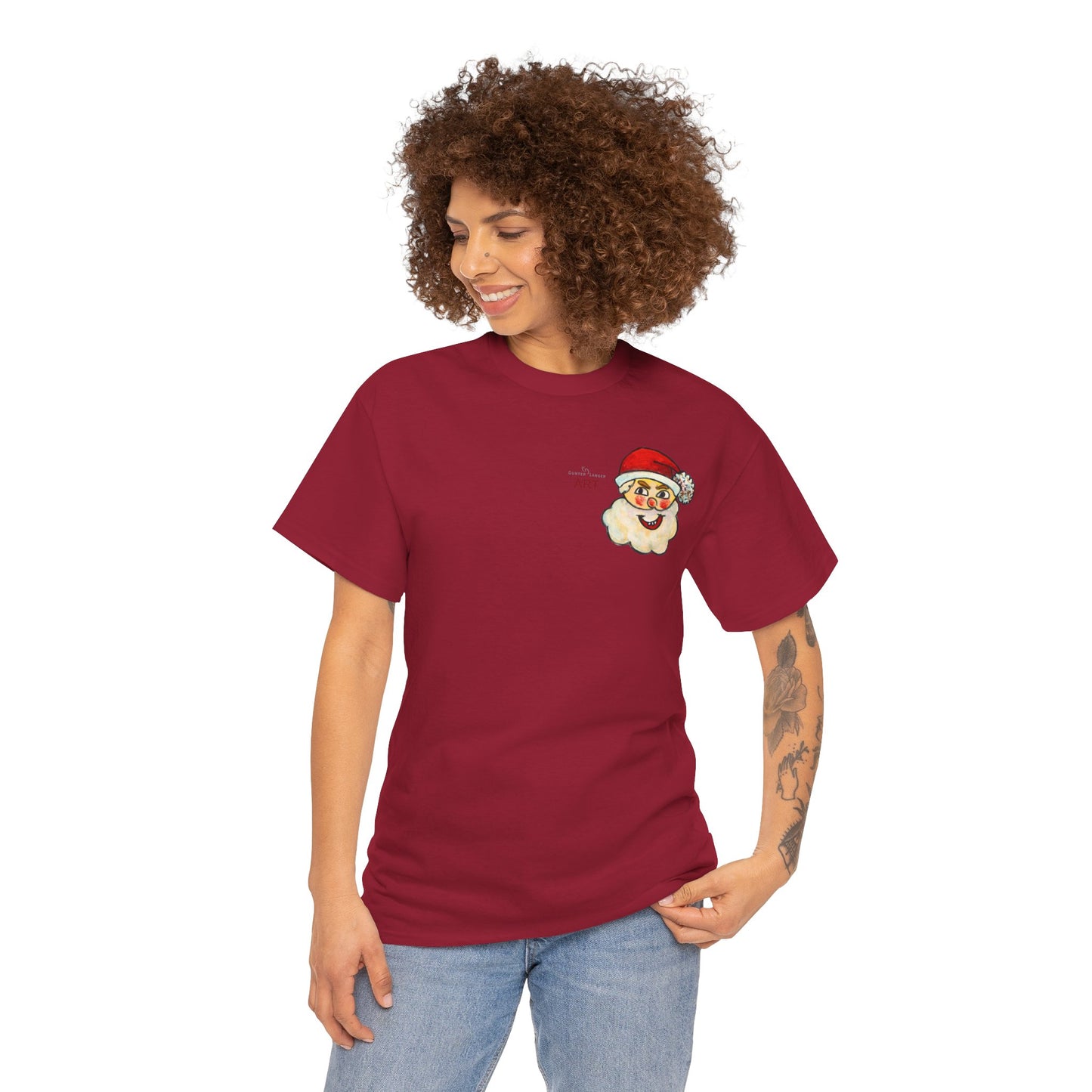 Unisex Heavy Cotton Tee - Motiv: Weihnachtsmann, H 13 cm