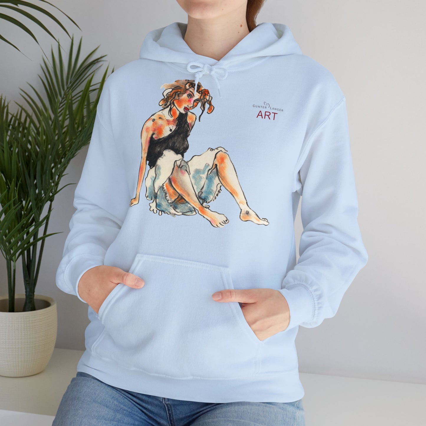 Unisex Heavy Blend™ Hooded Sweatshirt - Motiv Frontseite "Rosa", H 28 cm & Rückseite "Rosa", H 34 cm