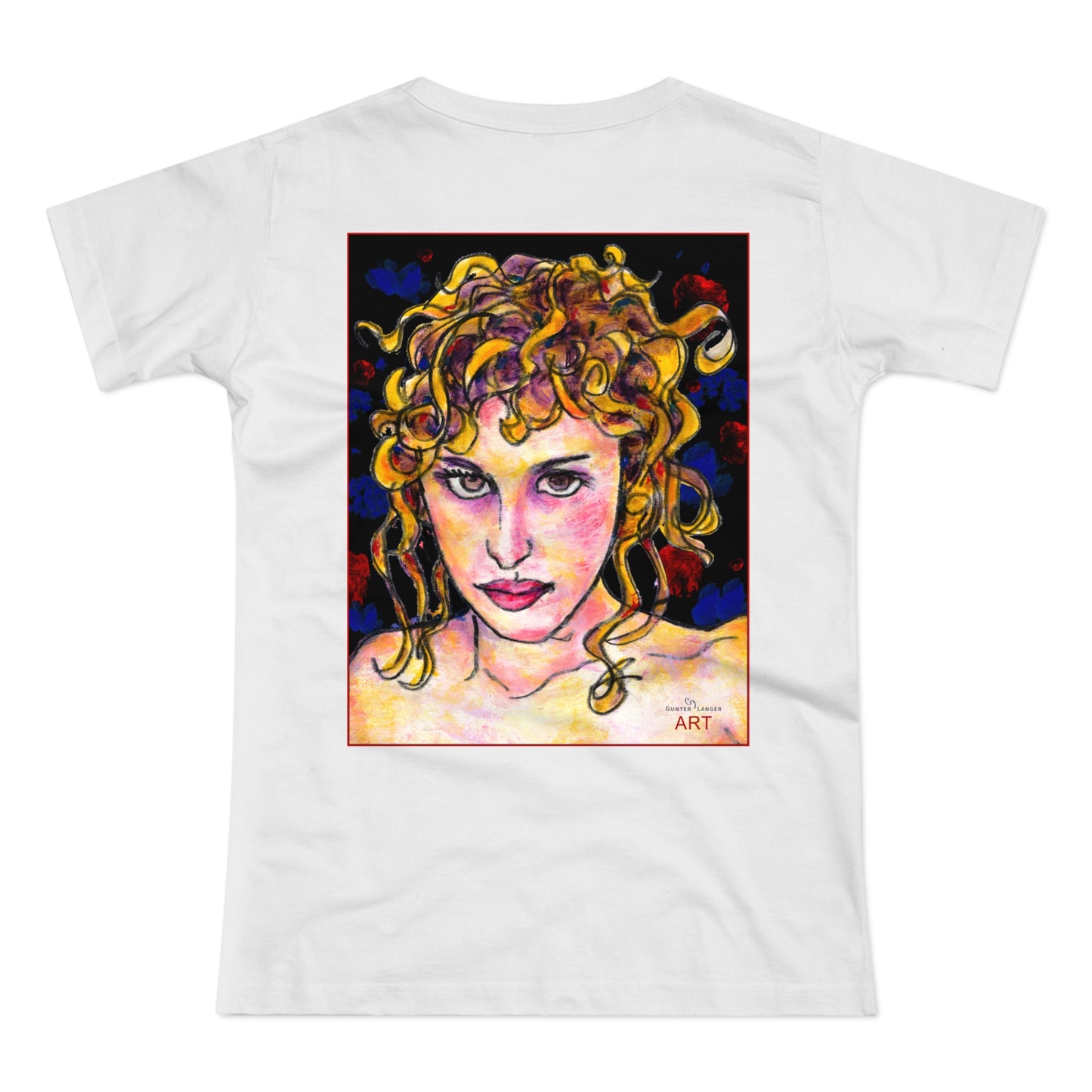 Single Jersey Women's T-shirt - Motiv: Antonietta, Front  H 9 cm & Rückseite H 37 cm