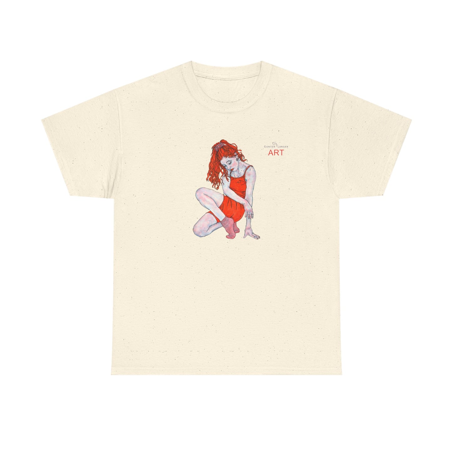Unisex Heavy Cotton Tee - Motiv:  Front Julia, H25 cm & Rückseite Julia, H 49 cm
