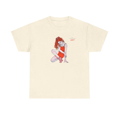 Unisex Heavy Cotton Tee - Motiv:  Front Julia, H25 cm & Rückseite Julia, H 49 cm