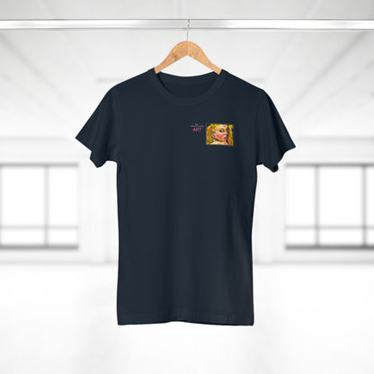 Single Jersey Women's T-shirt - dunkel - Motiv: Romina, Ausschnitt, H 6 cm