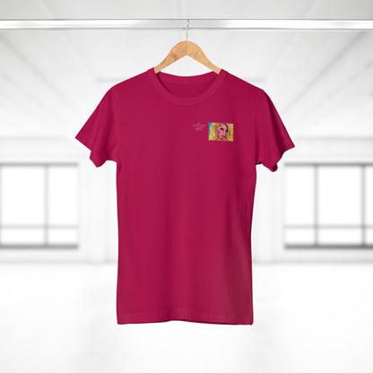 Single Jersey Women's T-shirt- dunkel - Motiv: Maria, Ausschnitt, H 5 cm