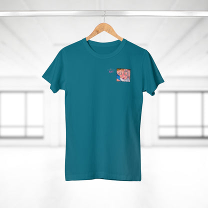 Single Jersey Women's T-shirt- dunkel - Motiv: Alva, Ausschnitt, H 6,5 cm