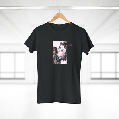 Single Jersey Women's T-shirt - dunkel - Motiv: Front Annette, H 20 cm & Rückseite Annette, H 35,56 cm