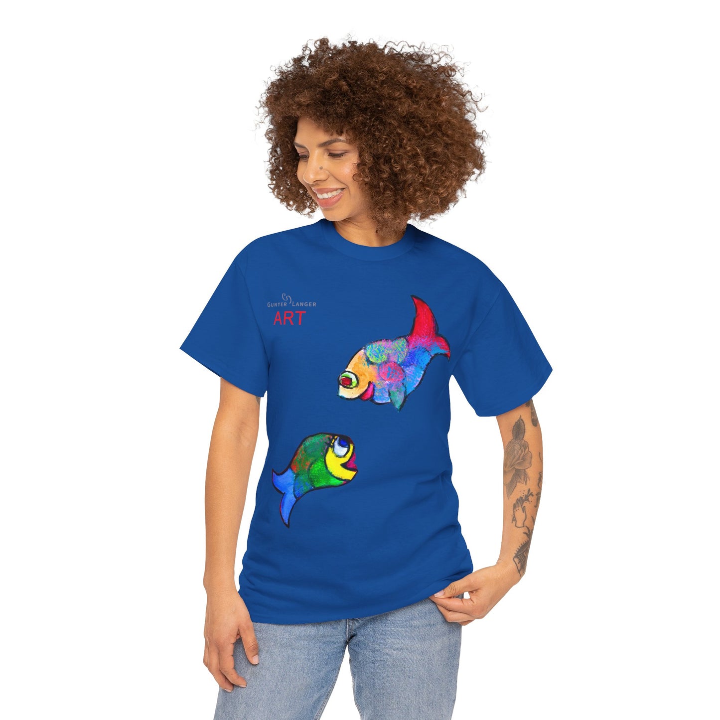 Unisex Heavy Cotton Tee - Motiv: Front Zwei Fische zueinander