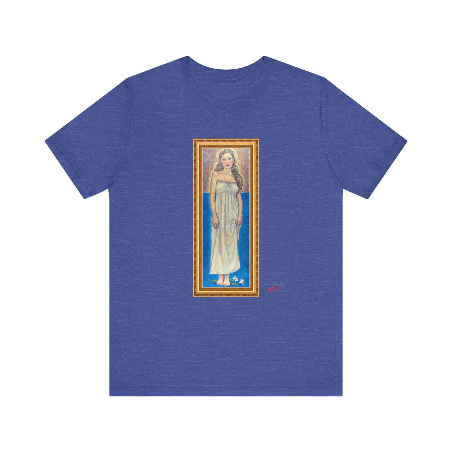 Unisex Jersey Short Sleeve Tee - Motiv: Front Marie, H 35,5 cm Goldrahmen
