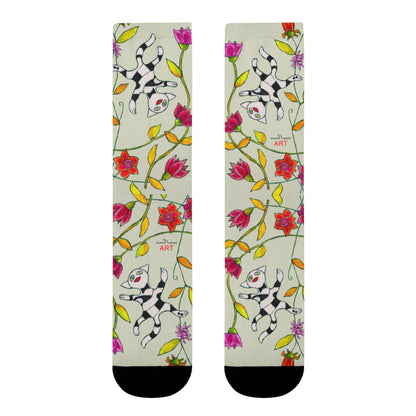 Sublimation Crew Socks (EU) - Motiv: Katze fliegt durch Ranken