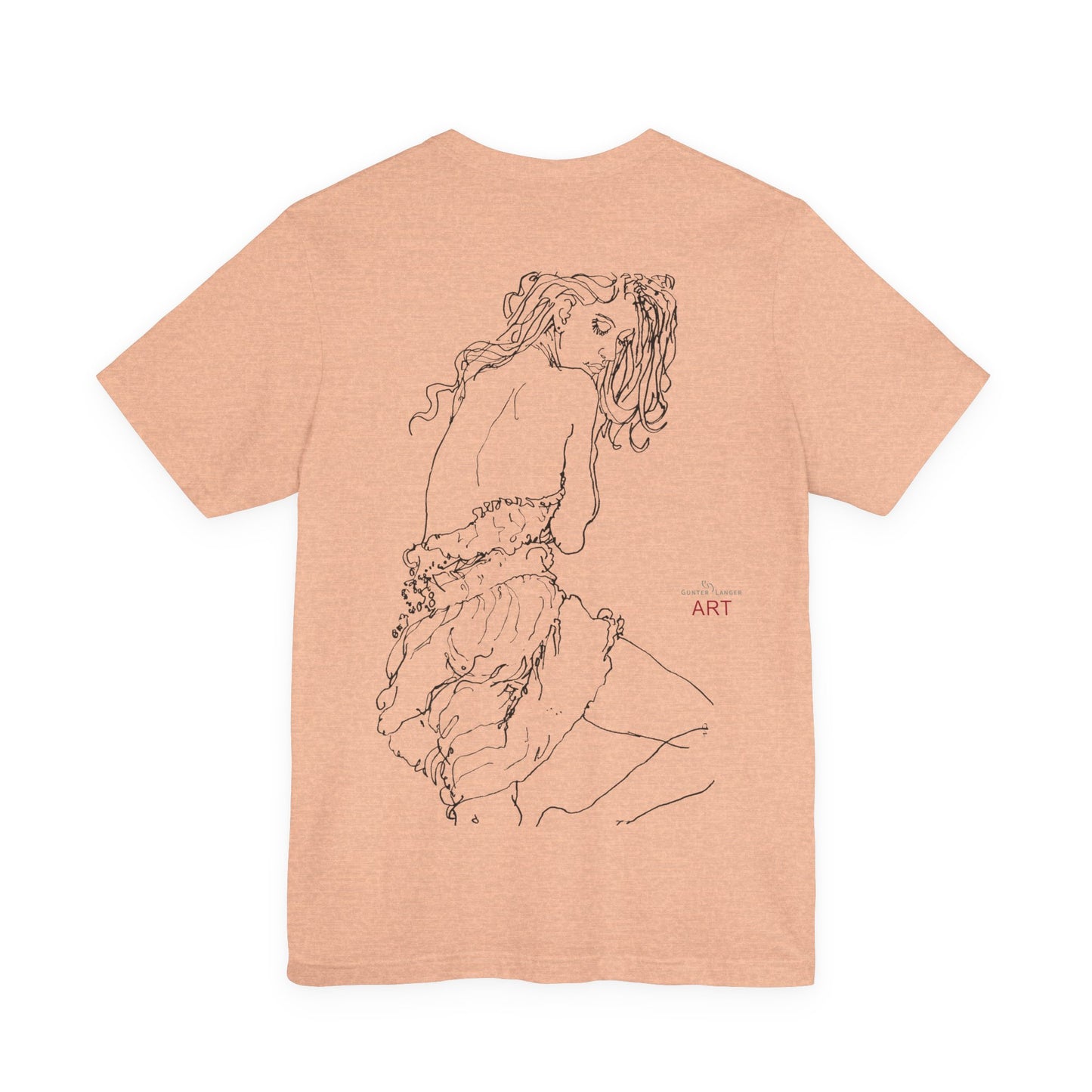 Unisex Jersey Short Sleeve Tee - Motiv: Front Logo & Rückseite Giselle H 48,42 cm, N-Label