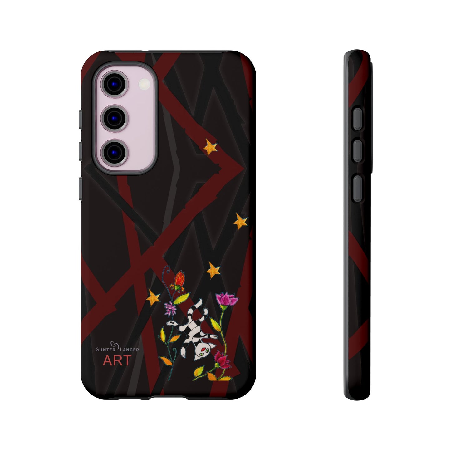 Tough Cases - Google Pixel - Samsung Galaxy - Motiv: Katze schwebt und Ranken, H 5,26 cm, Mikado3