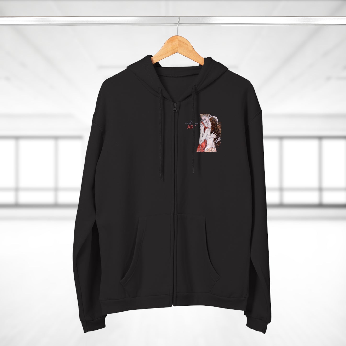 Unisex Hooded Zip Sweatshirt - Motiv: Front Bei dir, H 11 cm & Rückseite Bei dir, H 49 cm