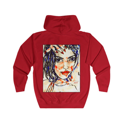 Unisex Full Zip Hoodie - Motiv: Front Kira (Ausschnitt H 23,5 cm) & Rückseite Kira H 46 cm