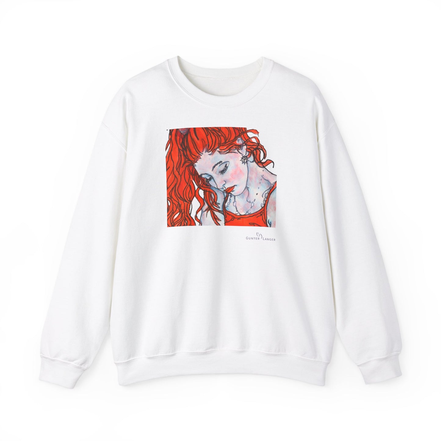 Unisex Heavy Blend™ Crewneck Sweatshirt - Motiv: Front Julia (Ausschnitt, 21,5 cm) & Rückseite Julia, H 43 cm