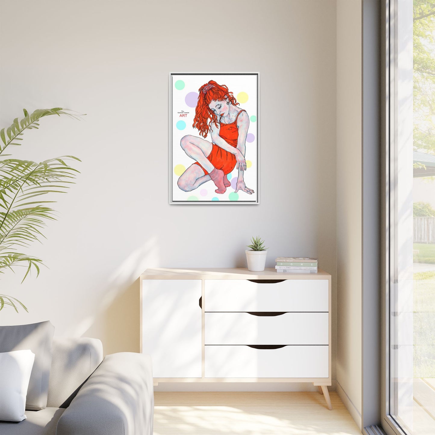 Matte Canvas, Framed (Multi-color) - Motiv:  Julia, Farbkreise, Format groß, H 91,4 bis 152,4 cm