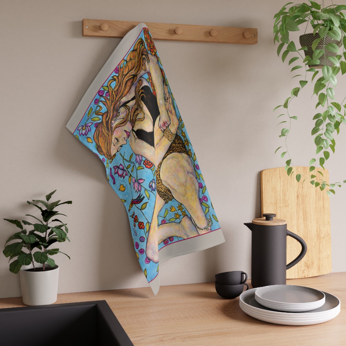 Tea Towels (cotton, poly) - Motiv: Ida, bündig, 46 x 76 cm, warmgrau