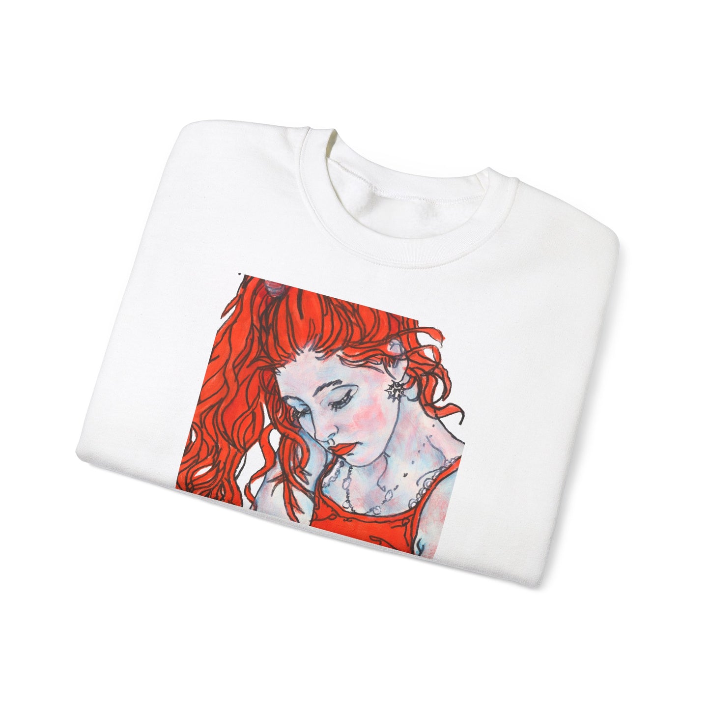 Unisex Heavy Blend™ Crewneck Sweatshirt - Motiv: Front Julia (Ausschnitt, 21,5 cm) & Rückseite Julia, H 43 cm