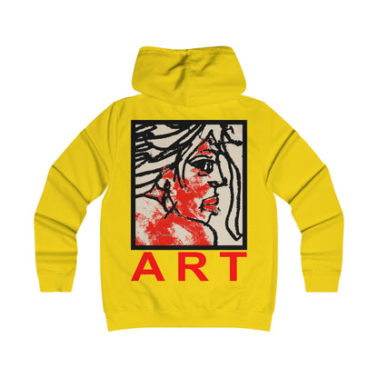 Girlie College Hoodie - Motiv Front "Ria", H 16,5 cm & Rückseite "Ria", H 49 cm