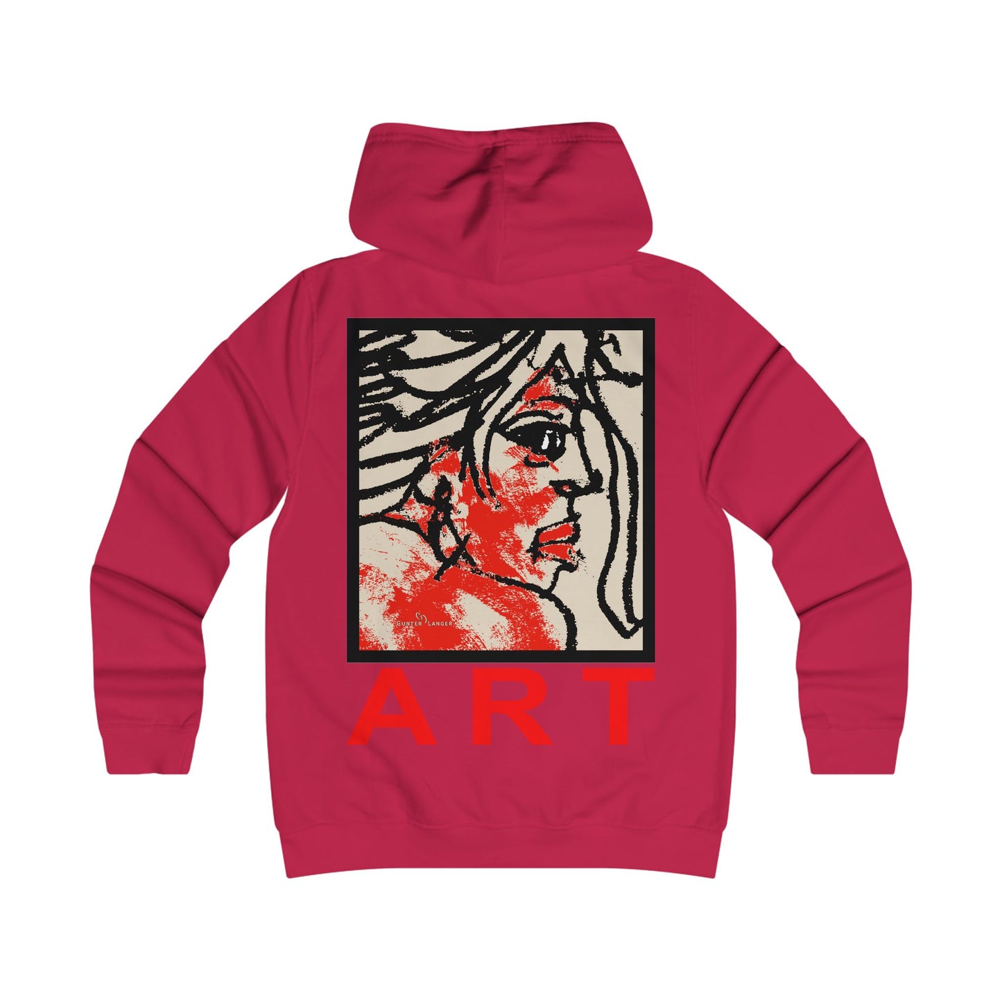 Girlie College Hoodie - Motiv Front "Ria", H 16,5 cm & Rückseite "Ria", H 49 cm