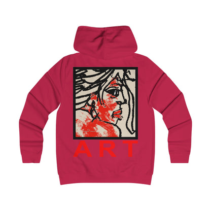 Girlie College Hoodie - Motiv Front "Ria", H 16,5 cm & Rückseite "Ria", H 49 cm