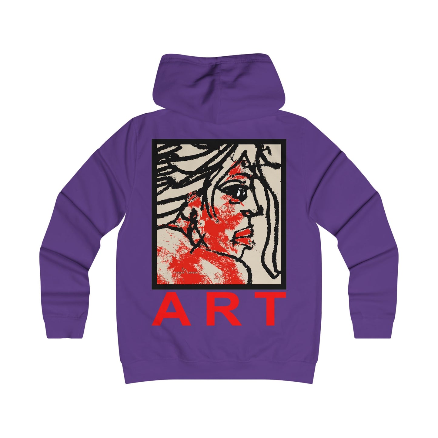 Girlie College Hoodie - Motiv Front "Ria", H 16,5 cm & Rückseite "Ria", H 49 cm