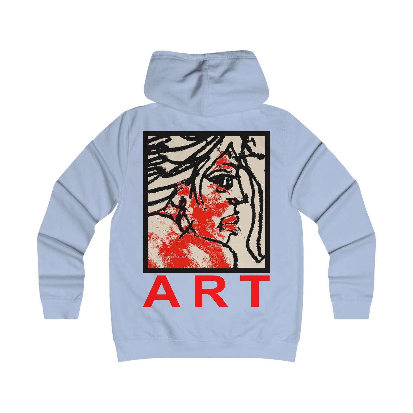 Girlie College Hoodie - Motiv Front "Ria", H 16,5 cm & Rückseite "Ria", H 49 cm