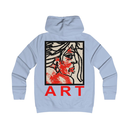 Girlie College Hoodie - Motiv Front "Ria", H 16,5 cm & Rückseite "Ria", H 49 cm