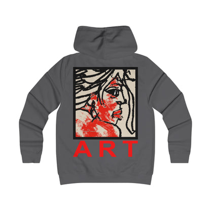 Girlie College Hoodie - Motiv Front "Ria", H 16,5 cm & Rückseite "Ria", H 49 cm