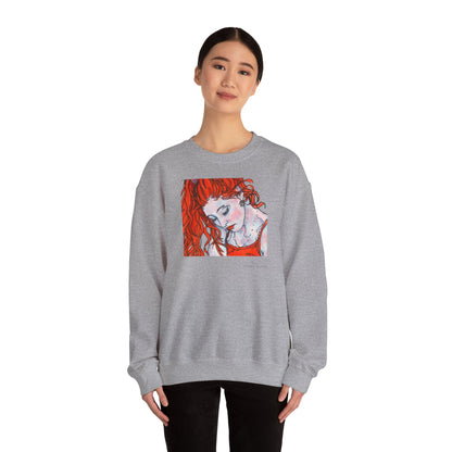Unisex Heavy Blend™ Crewneck Sweatshirt - Motiv: Front Julia (Ausschnitt, 21,5 cm) & Rückseite Julia, H 43 cm