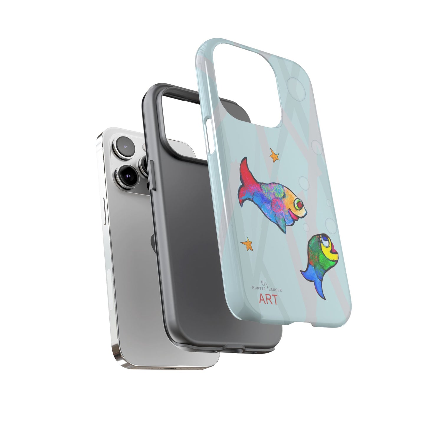 Tough Cases - iPhone - Motiv: "Fische", Mikado blau