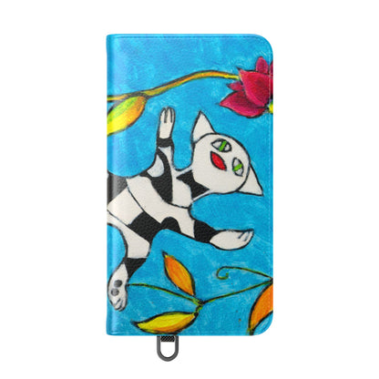 Flip Cases - Motiv: Gescheckte Katze schwebt