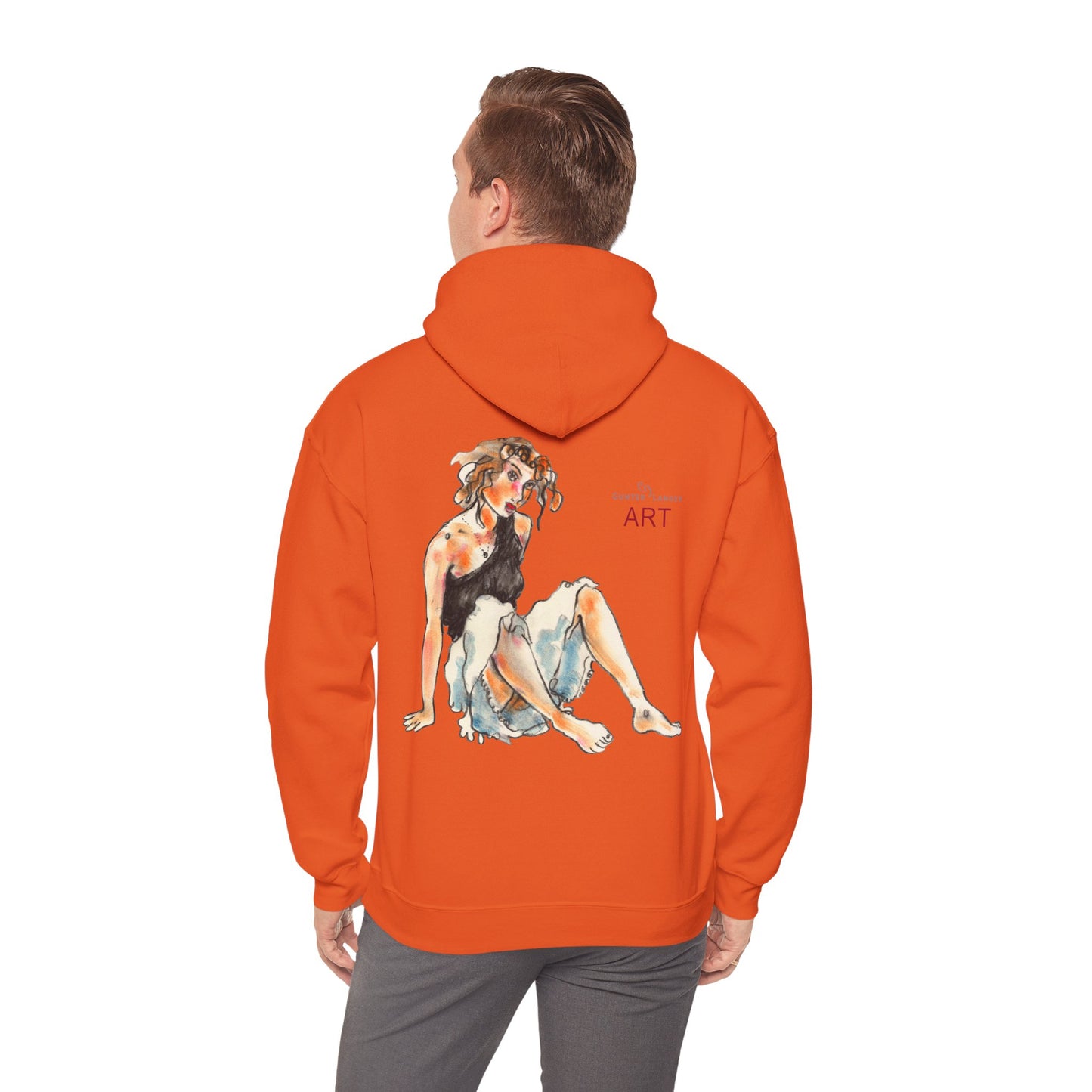 Unisex Heavy Blend™ Hooded Sweatshirt - Motiv Frontseite "Rosa", H 28 cm & Rückseite "Rosa", H 34 cm