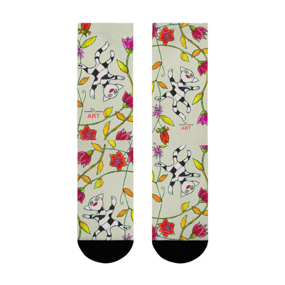Sublimation Crew Socks (EU) - Motiv: Katze fliegt durch Ranken L