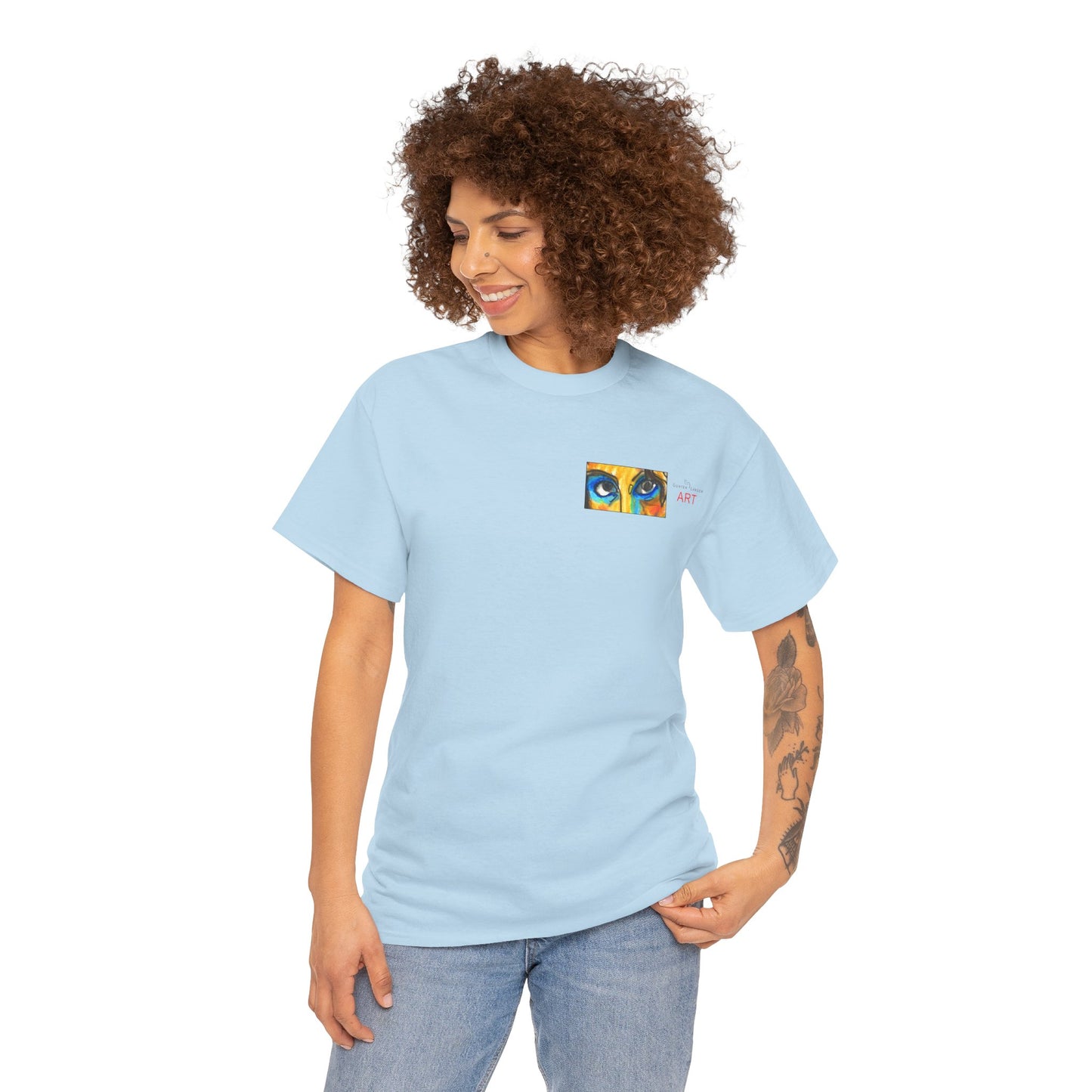 Unisex Heavy Cotton Tee - Motiv Augen & Frechdax, Neck Label
