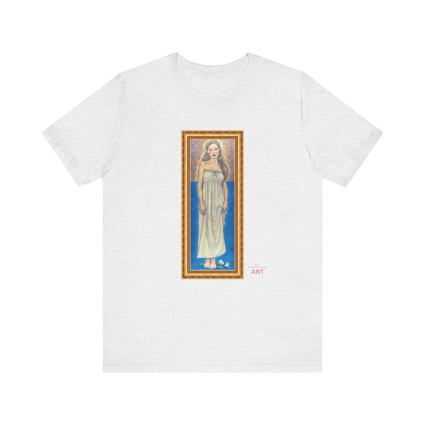 Unisex Jersey Short Sleeve Tee - Motiv: Front Marie, H 35,5 cm Goldrahmen