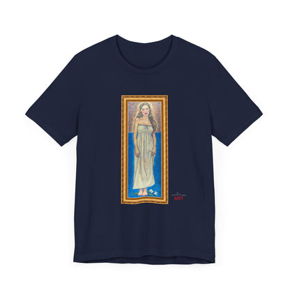 Unisex Jersey Short Sleeve Tee - Motiv: Front Marie, H 35,5 cm Goldrahmen